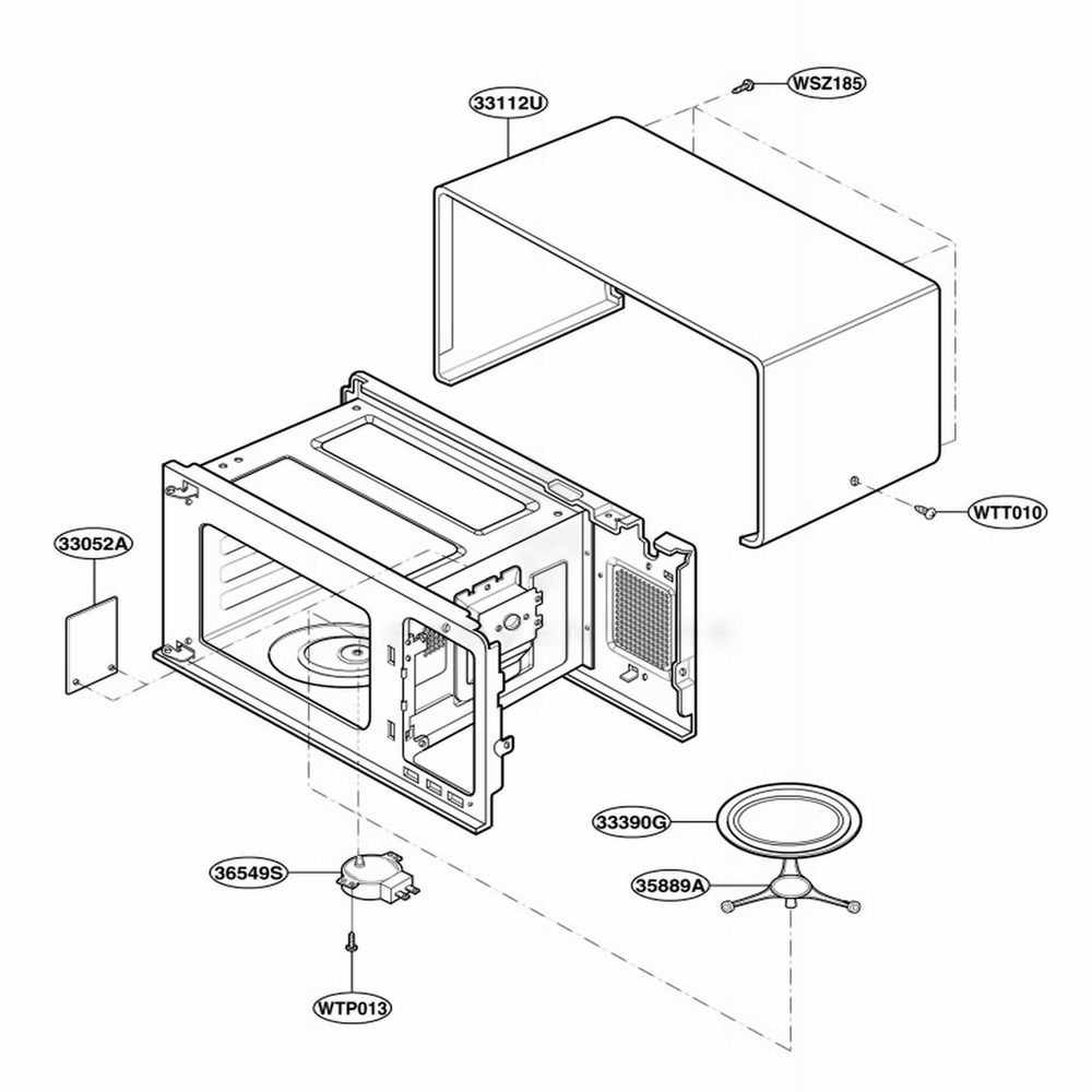 Oven Cavity Parts Diagram and Parts List for MAB845SV CSLEBBY LG Microwave