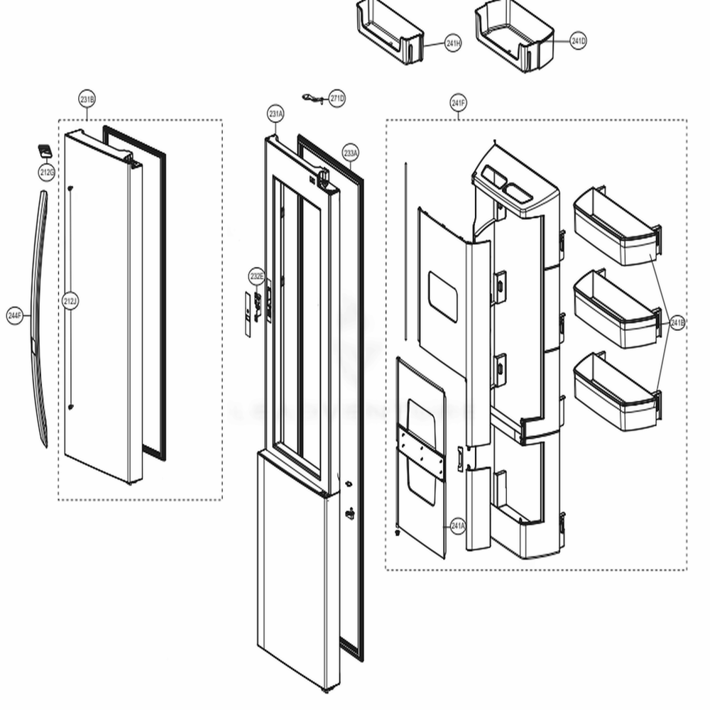 Refrigerator Door Diagram and Parts List for 51833 ASTCSE6 LG Refrigerator