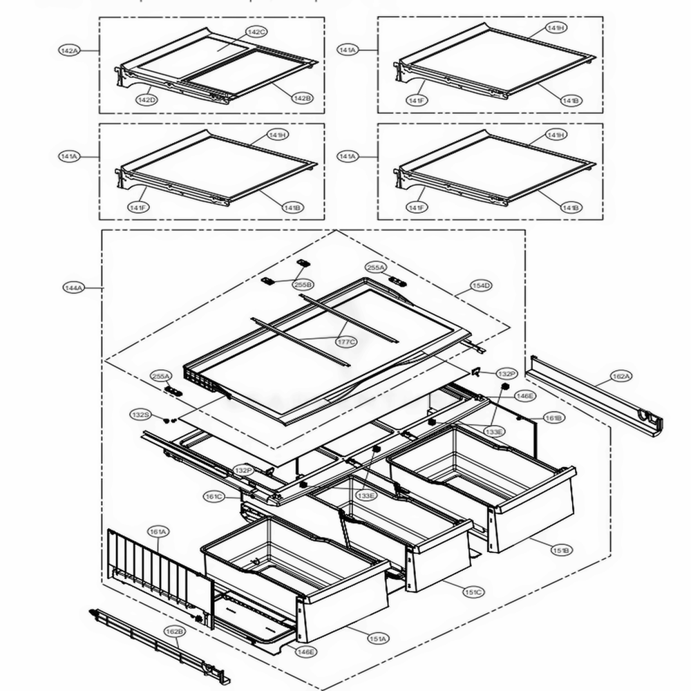 Refrigerator Parts Diagram and Parts List for LMXS30796S ASTCNA1 LG Refrigerator