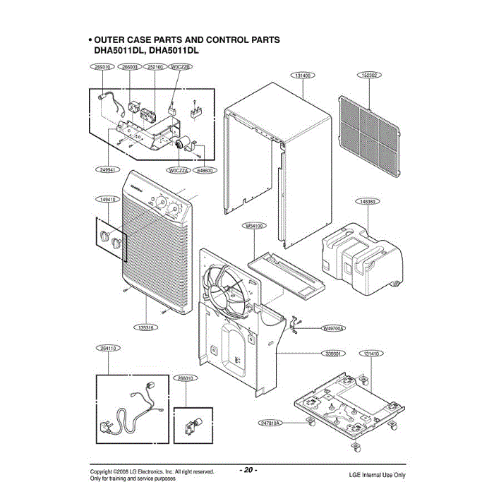 Section 1 Diagram and Parts List for DH5010A WYCWMT LG Dehumidifier