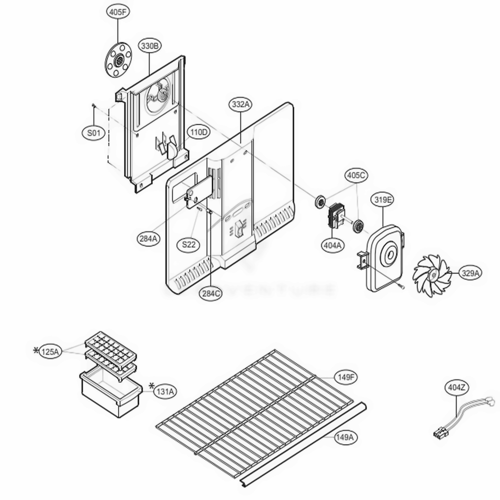 Freezer Parts Diagram and Parts List for 69379 AWB1SER LG Refrigerator