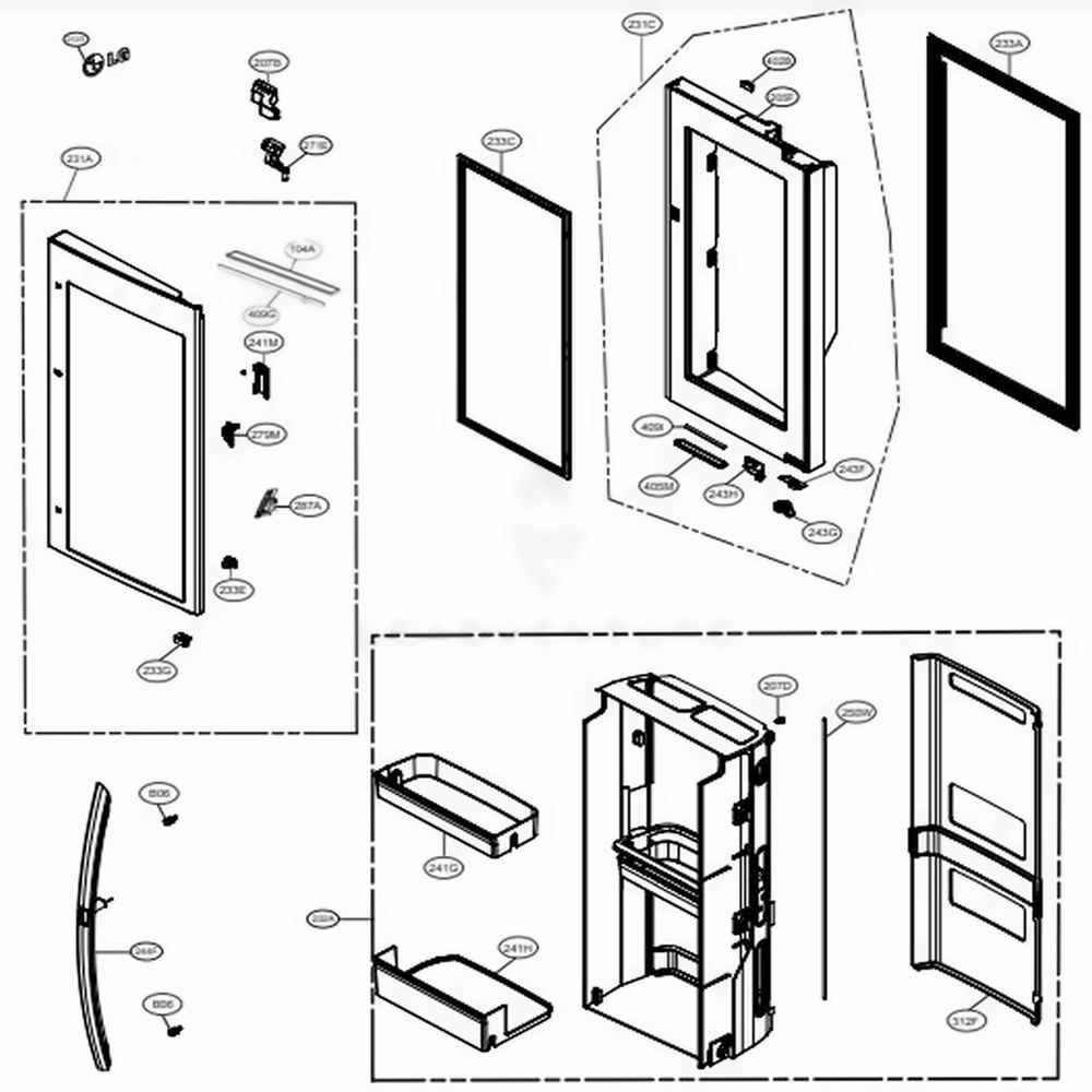Door Parts 2 Diagram and Parts List for LRMVS3006D ASBCNA1 LG Refrigerator