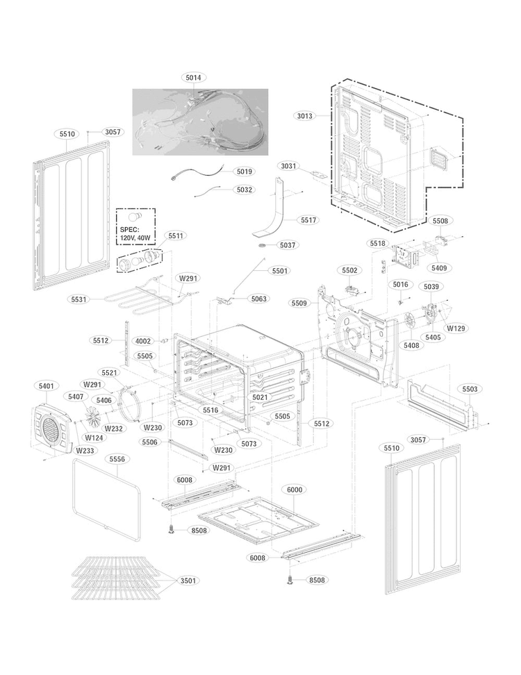 Lower Cavity Parts Diagram and Parts List for LDE4413ST 00 LG Range