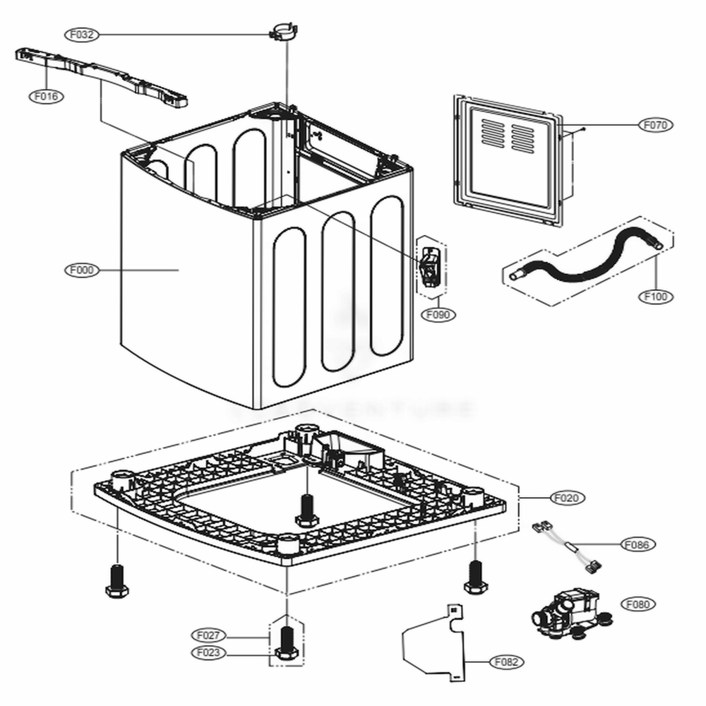 Outer Case Assembly Diagram and Parts List for WT1501CW ABWEPUS LG Washer