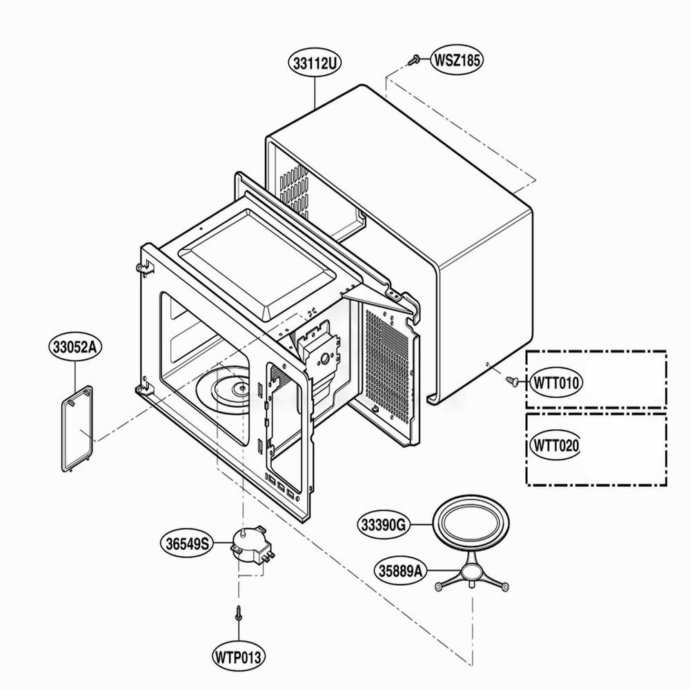 Oven Cavity Parts Diagram and Parts List for JES1656BH CBKEGEU LG Range