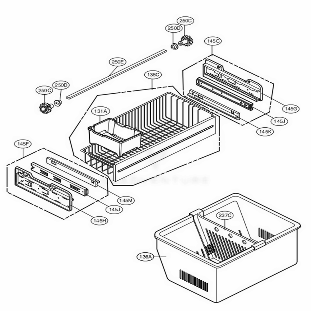 Freezer Parts Diagram and Parts List for LFC21776ST ASTCNA5 LG Refrigerator
