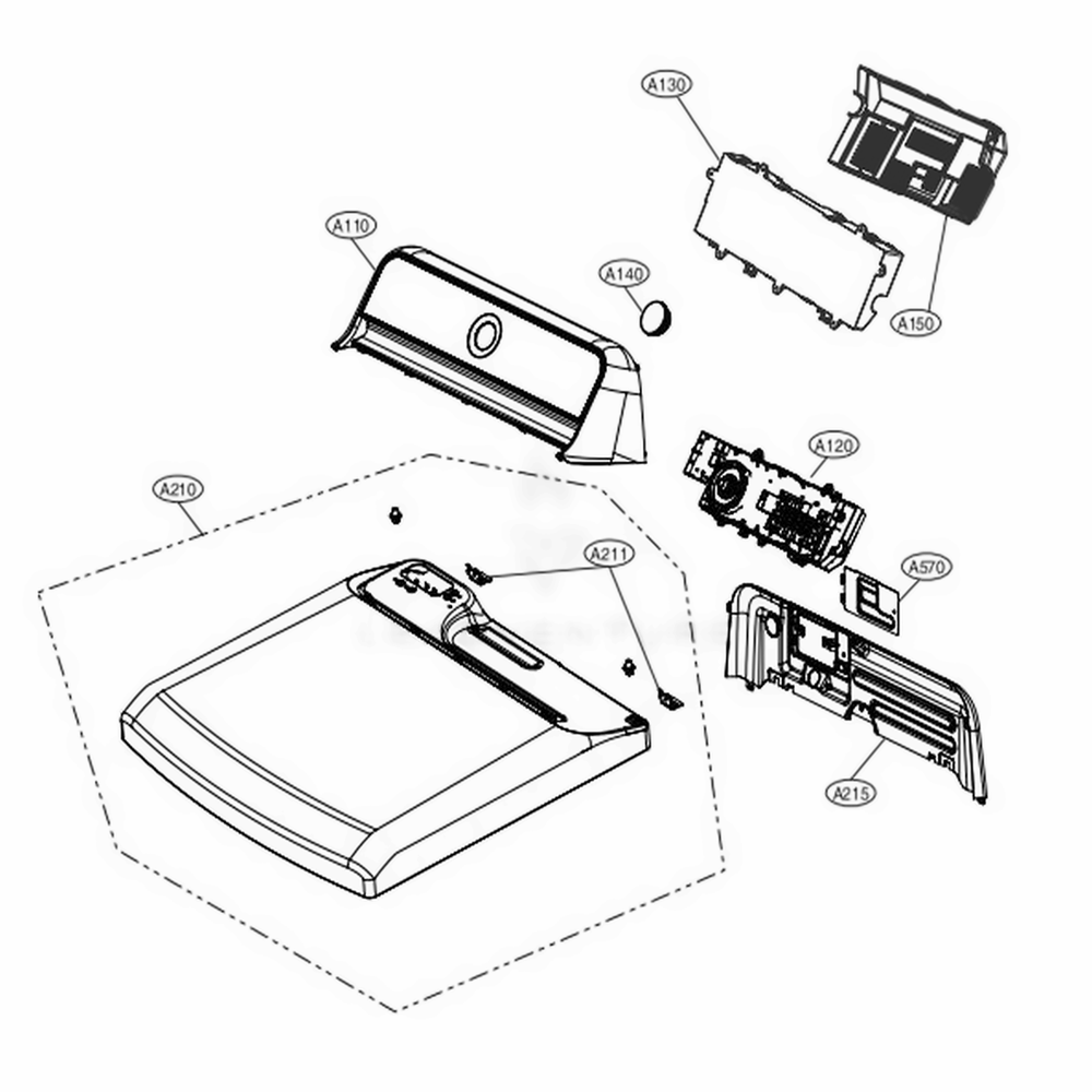 Control Panel And Plate Assembly Diagram and Parts List for DLG7201VE ASSEEUS LG Dryer