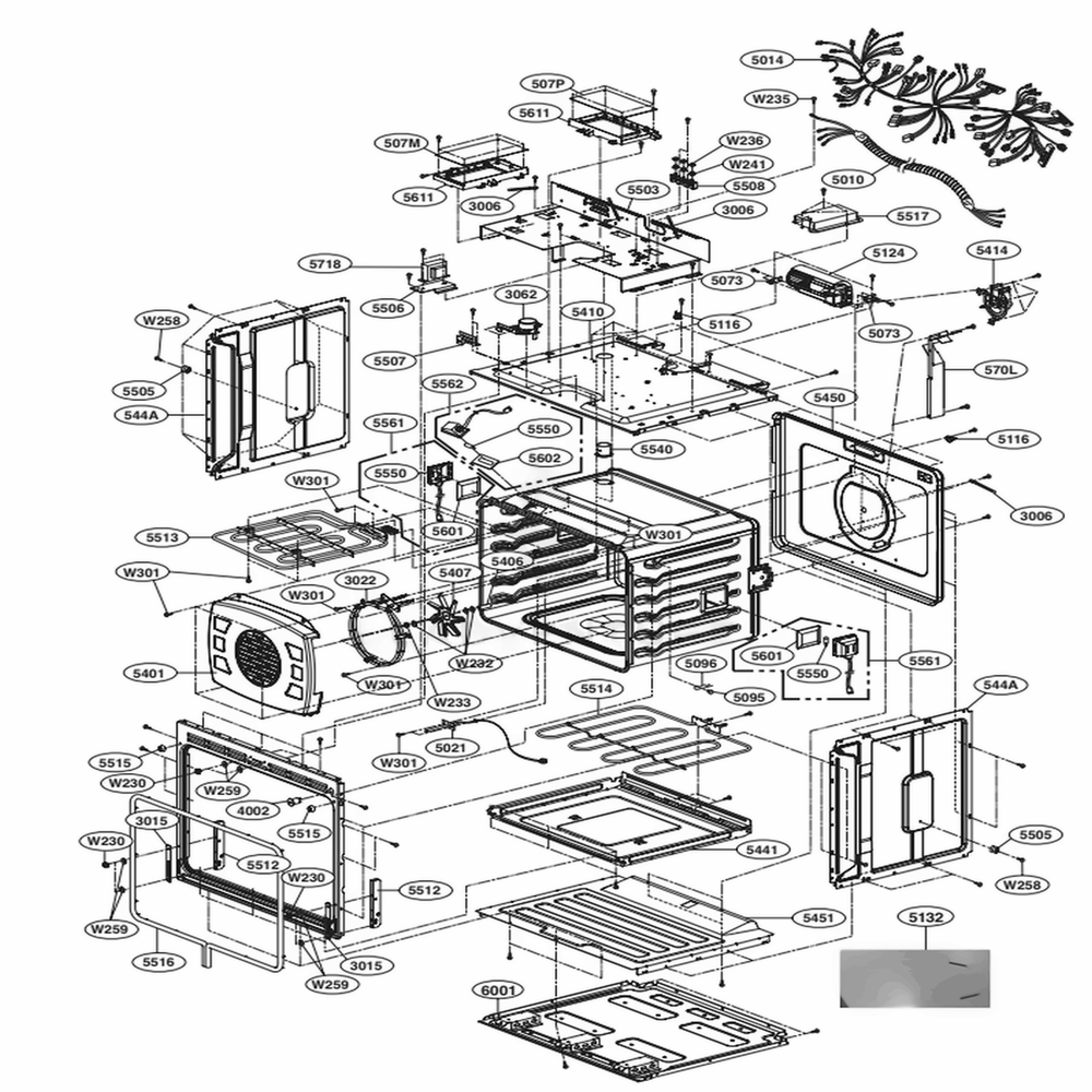 Cavity Parts Diagram and Parts List for LWS3063ST ASTLLGA LG Wall Oven