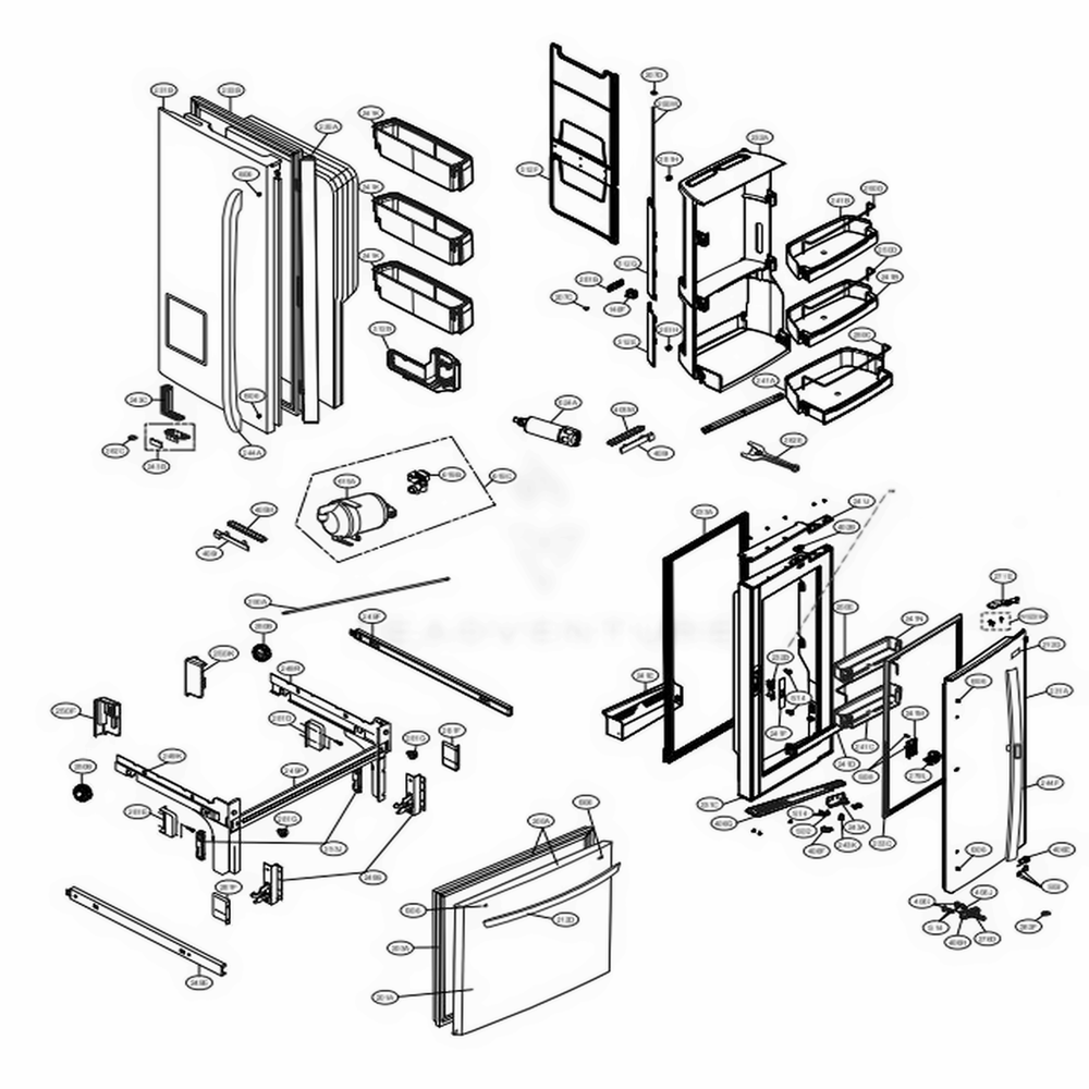 Door Parts Diagram and Parts List for 72193 ASTCSE1 LG Refrigerator