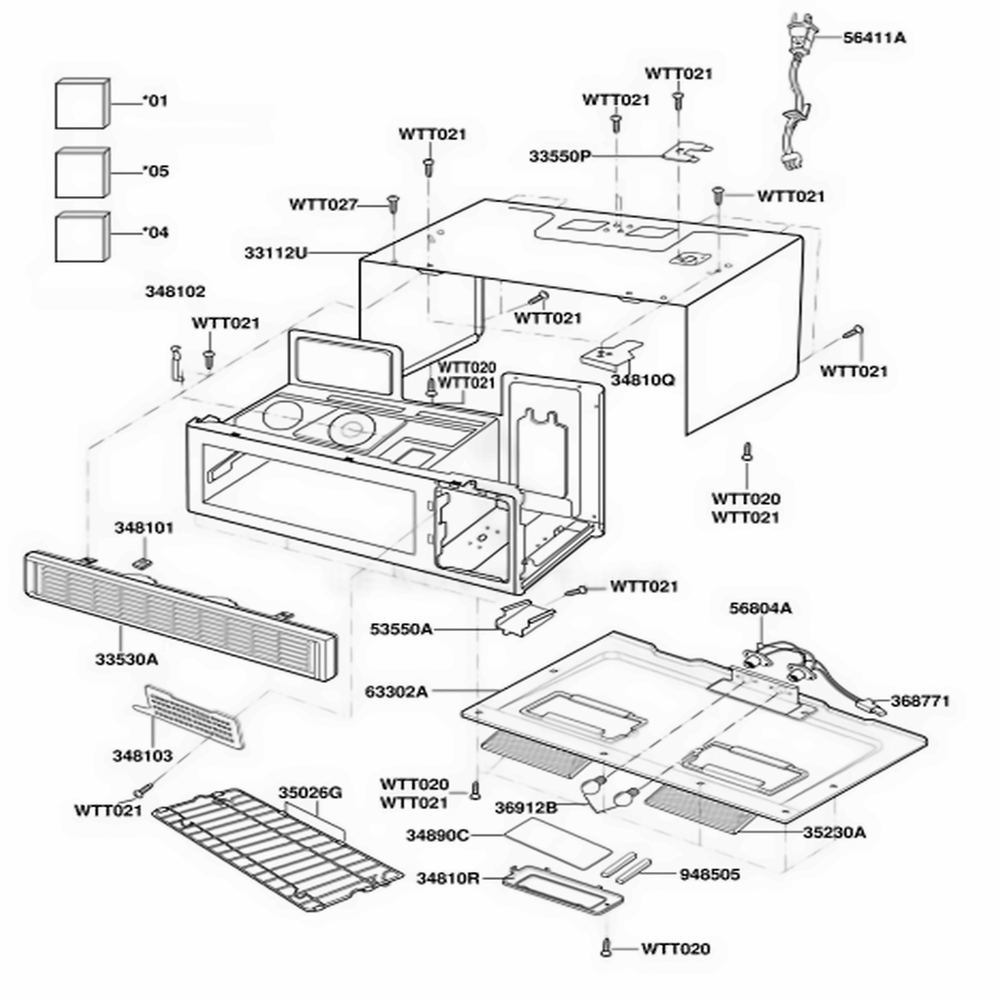 Oven Cavity Parts Diagram and Parts List for DOTRC11B BKEDOM LG Wall Oven