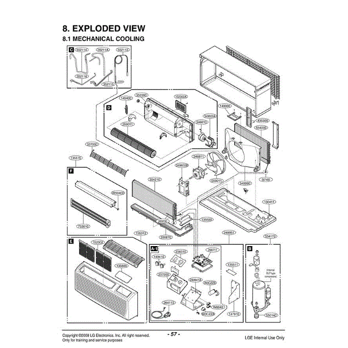 Section Diagram and Parts List for PTED1201GCA ASDATRA LG Air Conditioner
