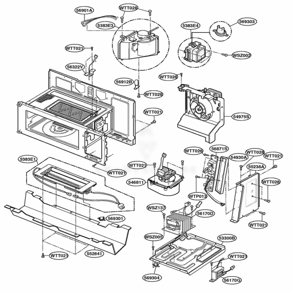 Interior Part 1 Diagram and Parts List for SCA2000BWW AWHEGEU LG Range
