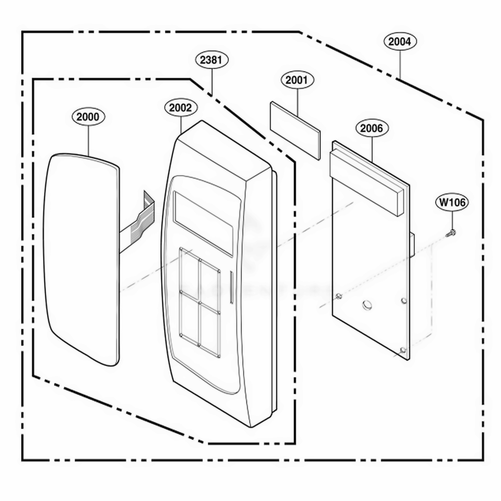 Controller Parts 2 Diagram and Parts List for 62464 ABSESEA LG Wall Oven