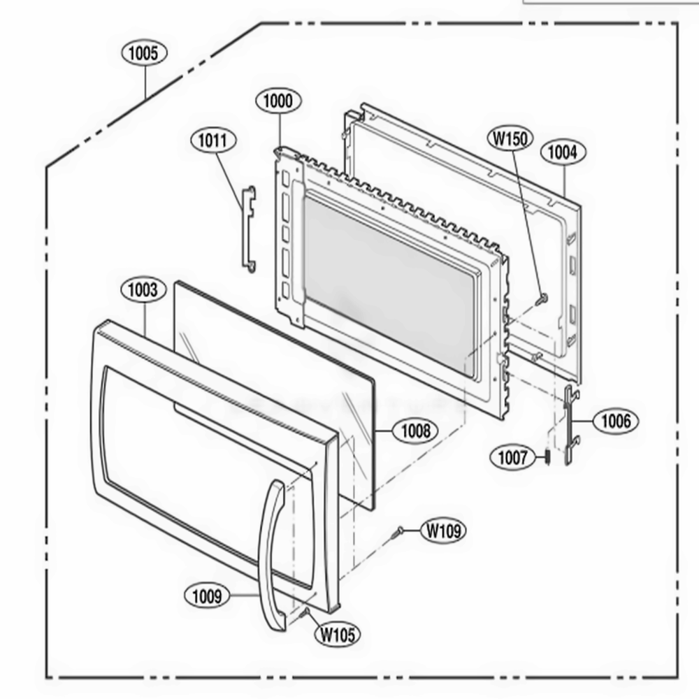 Door Parts Diagram and Parts List for AMV6177AAW AWHEAMA LG Range