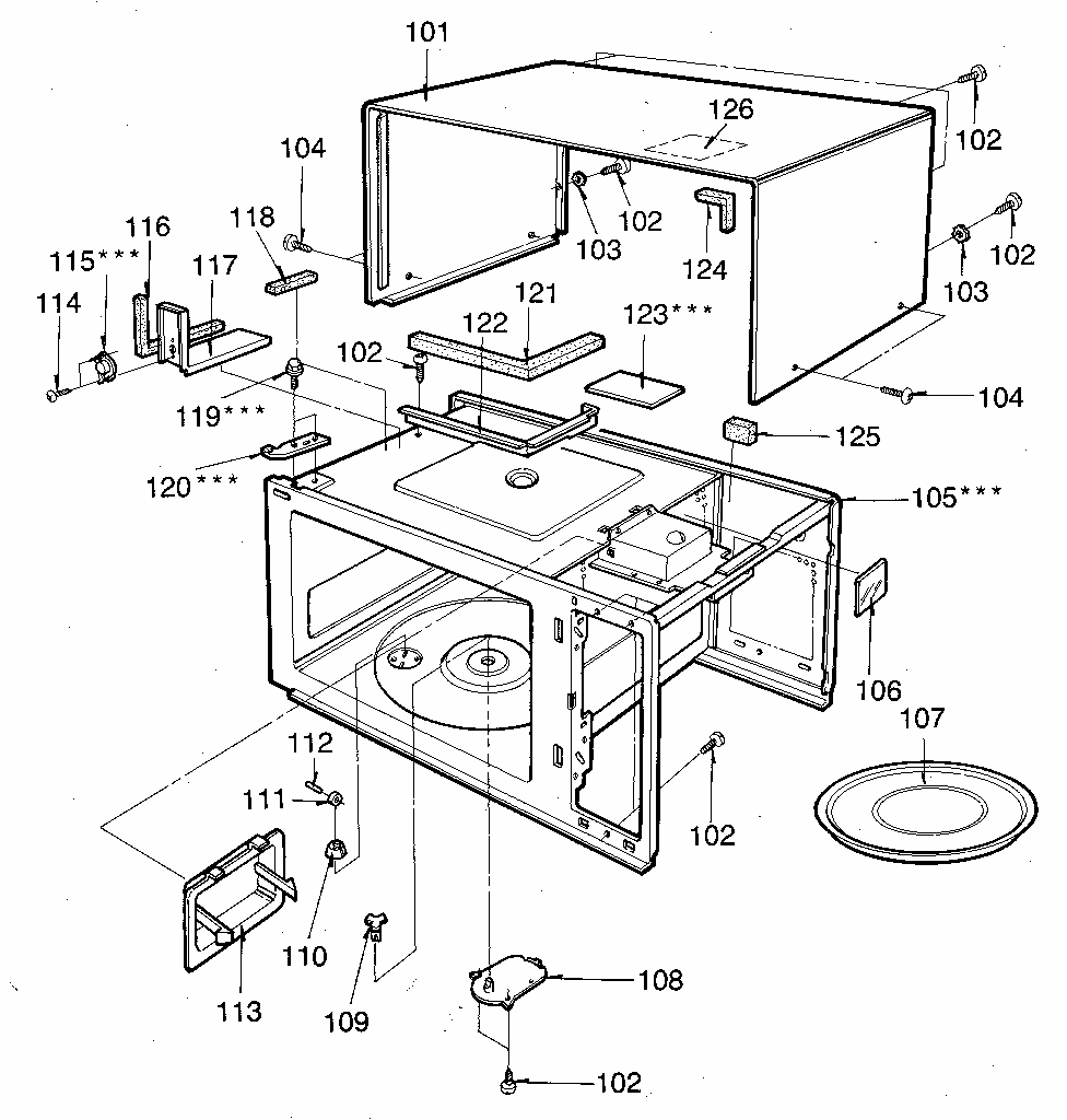 Cabinet Diagram and Parts List for 7218904280  Kenmore Microwave