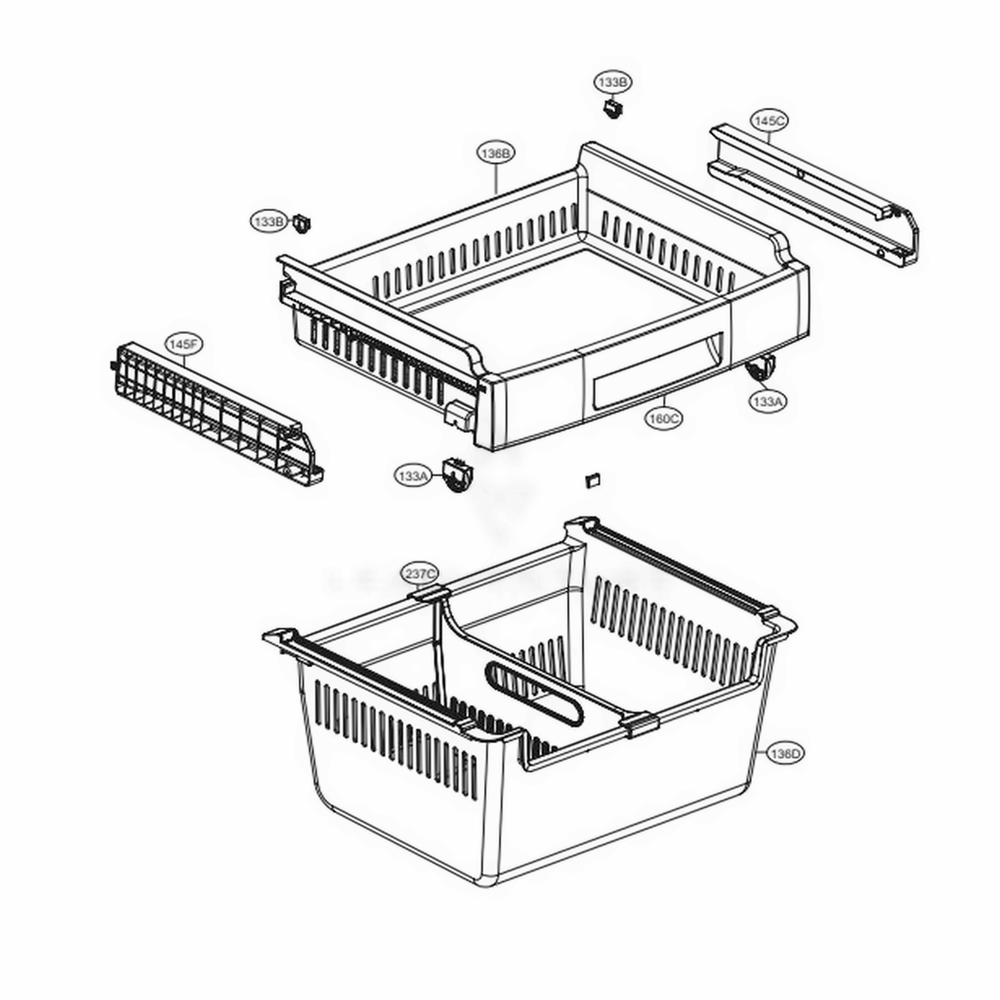 Freezer Parts Diagram and Parts List for LFC24786SD ASBCNA0 LG Refrigerator