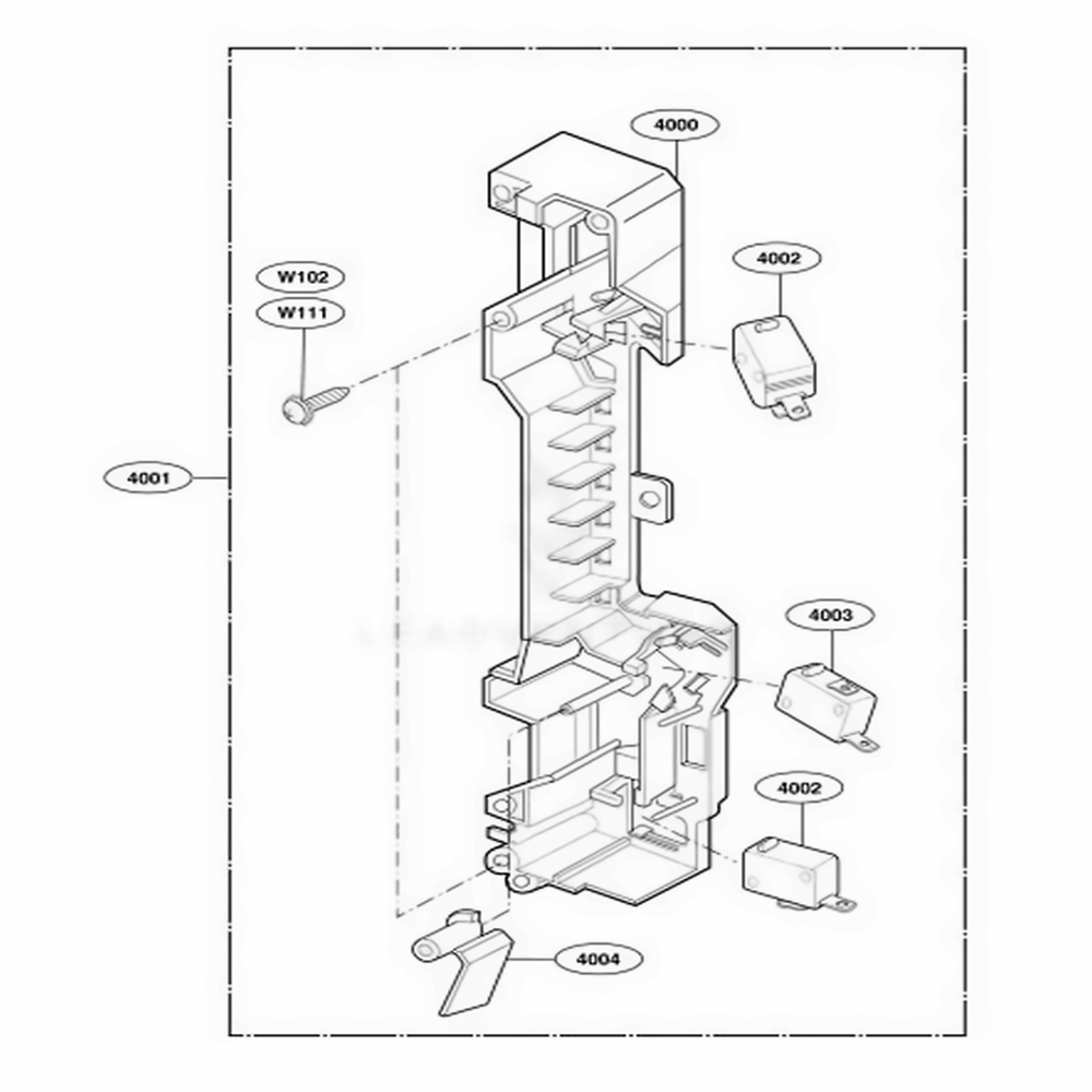 Latch Board Parts Diagram and Parts List for MMV5165AAB ABKEMTG LG Wall Oven