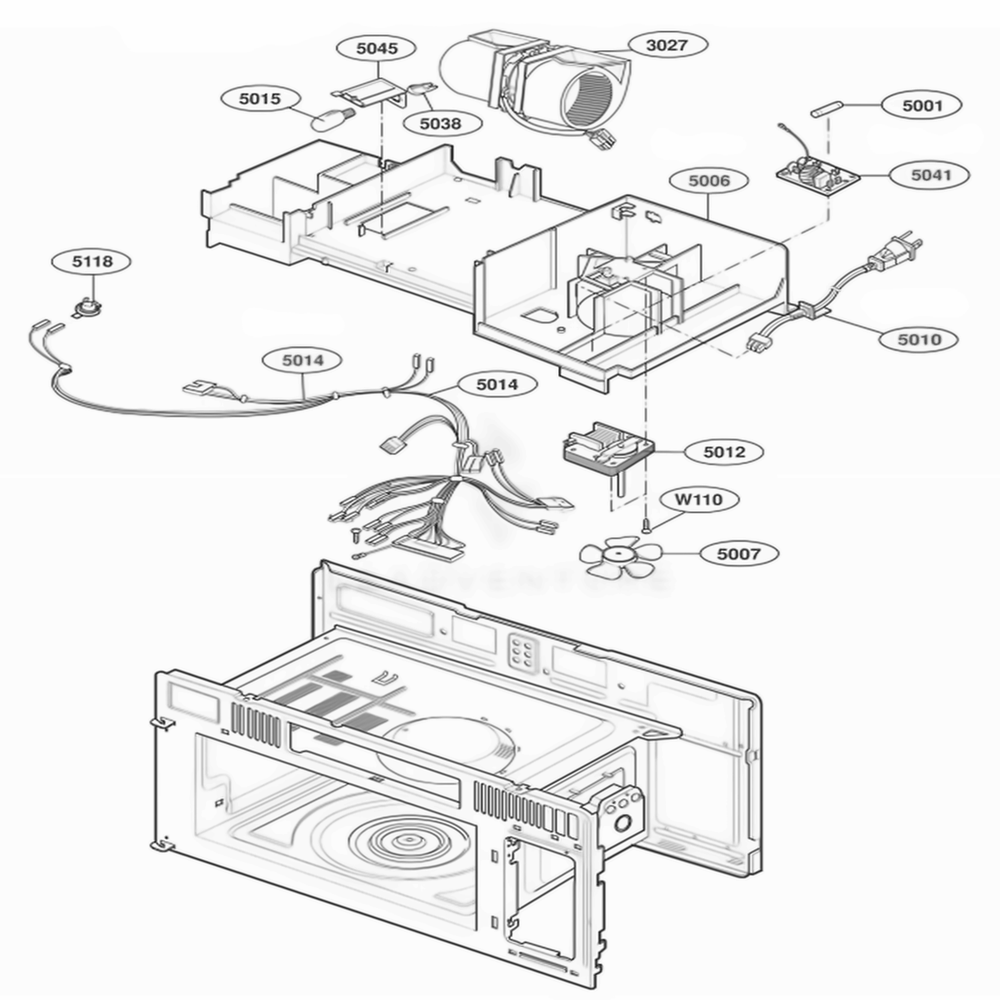 Interior Parts 3 Diagram and Parts List for JVM1640WJ AW1EGEU LG Range