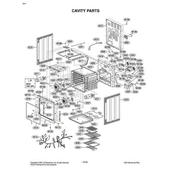 Section 2 Diagram and Parts List for LRE30955ST AS1LLGA LG Range