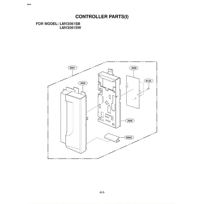 Section 3 Diagram and Parts List for LMV2061SB ABKELCA LG Microwave Oven Combo