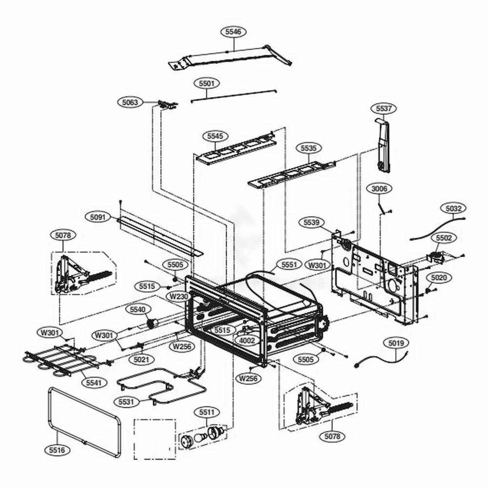 Upper Cavity Parts Diagram and Parts List for LDE3031ST FSTLLGA LG Range