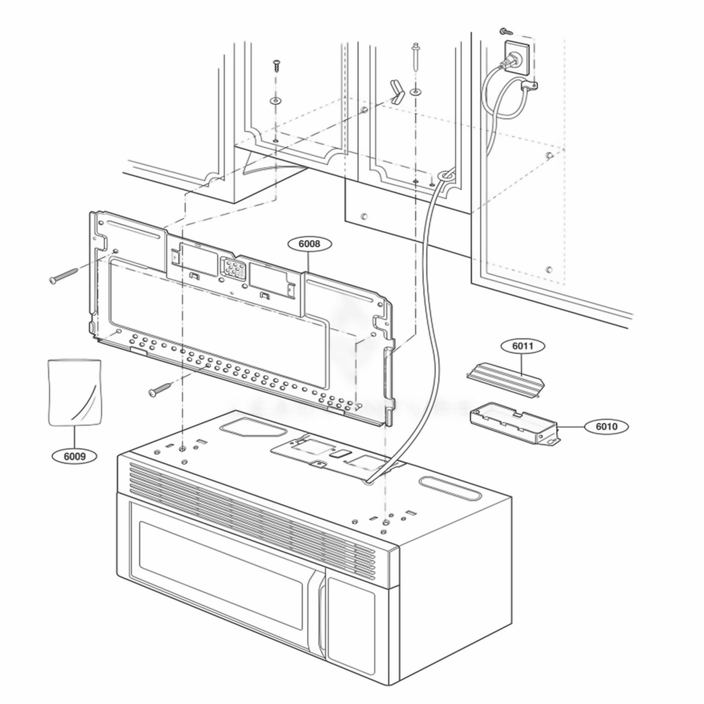 Installation Parts Diagram and Parts List for MH6141XKQ AW2EWRP LG Wall Oven
