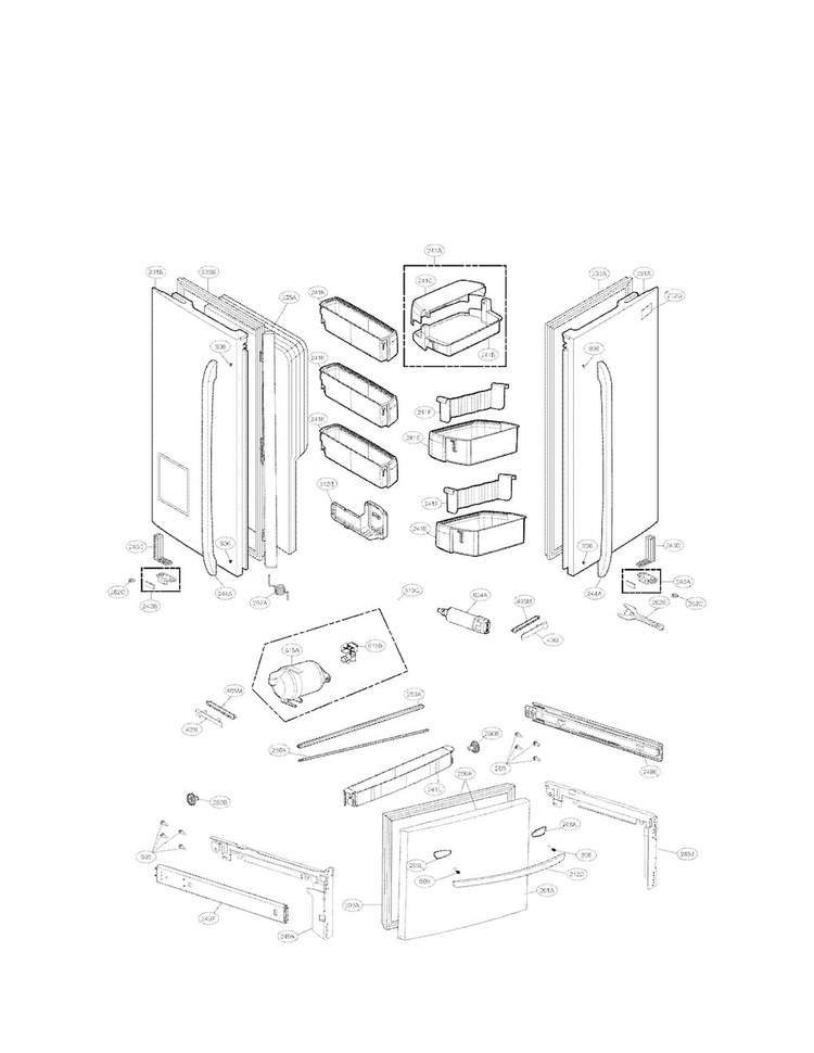 Door Parts Diagram and Parts List for LFX31925ST 01 LG Refrigerator