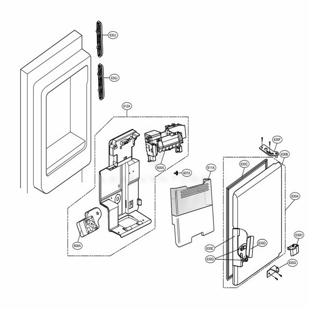 Ice Maker And Bin Parts Diagram and Parts List for LMX28994ST ASTCNA2 LG Refrigerator