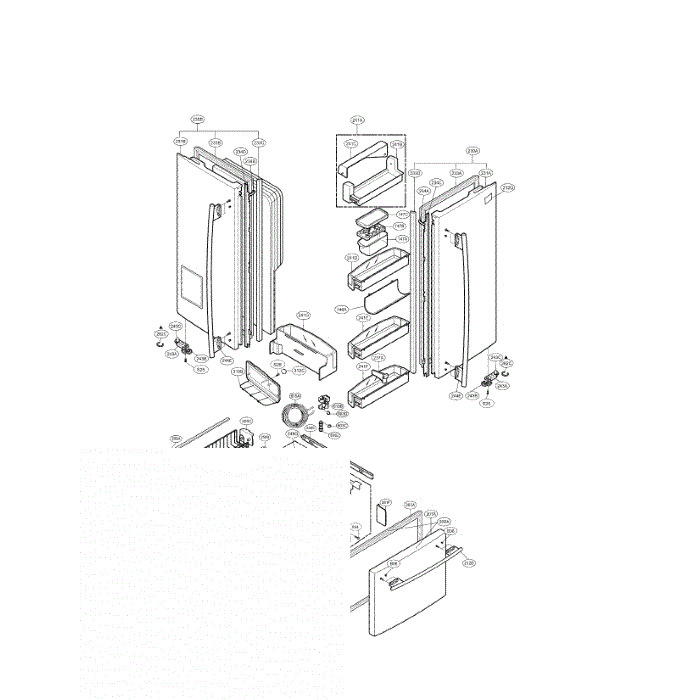 Door Diagram and Parts List for LFX25960TT 00 LG Refrigerator