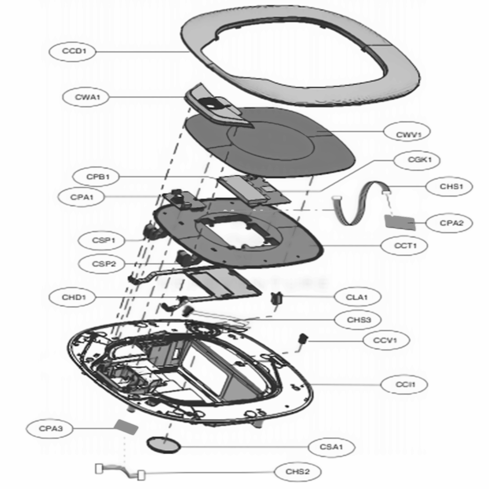 Cover Assembly Diagram and Parts List for CR5765GD AMGELGA LG Canister Vacuum