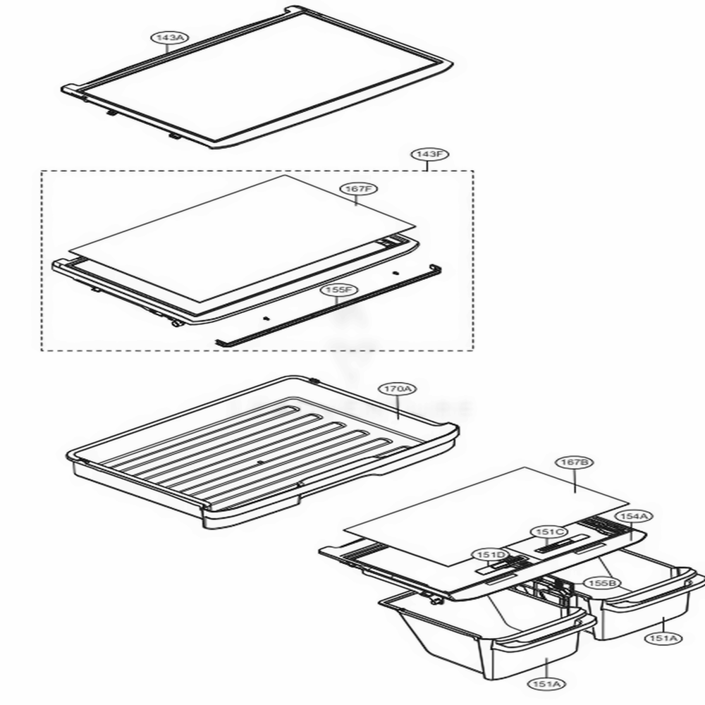 Refrigerator Parts Diagram and Parts List for 68033 ASTCSE5 LG Refrigerator