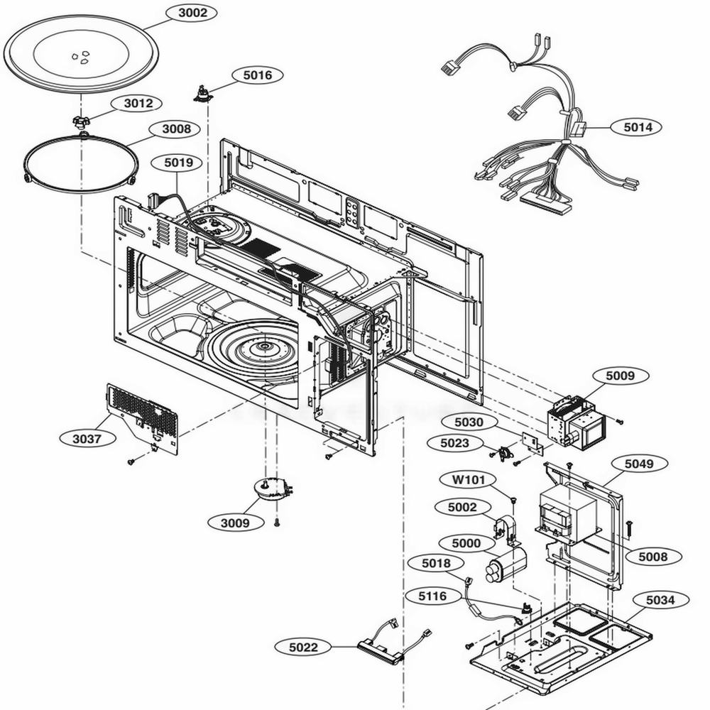 Interior Parts 1 Diagram and Parts List for 87583 CSBESEA LG Range