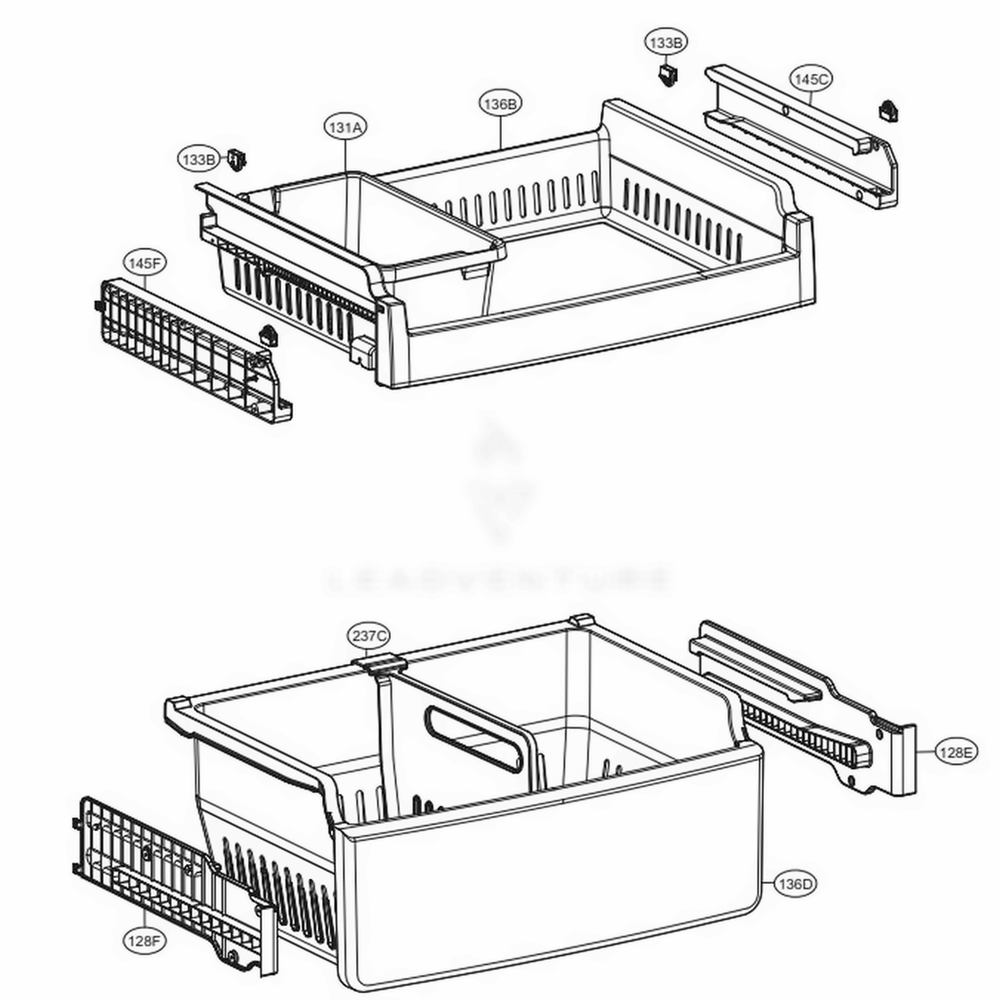 Freezer Parts Diagram and Parts List for LBC24360ST ASTCNA3 LG Refrigerator
