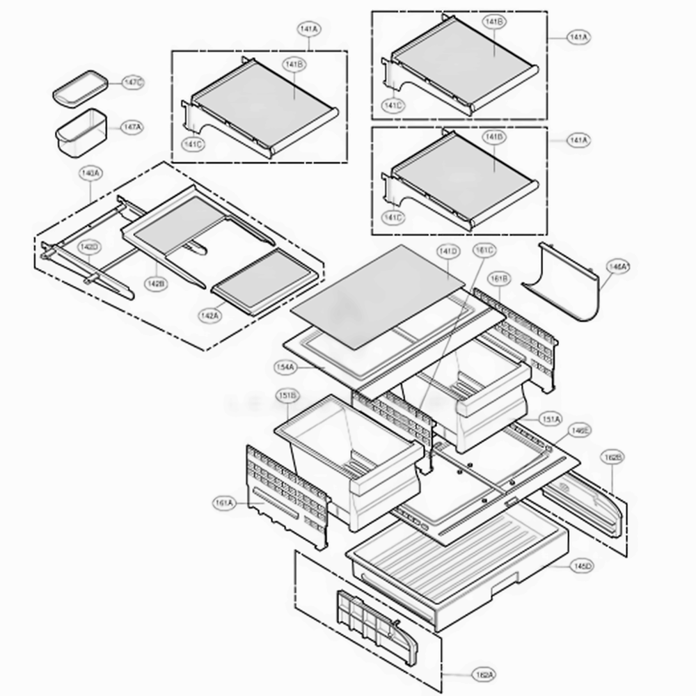 Refrigerator Parts Diagram and Parts List for 78743 ASTCSEF LG Refrigerator