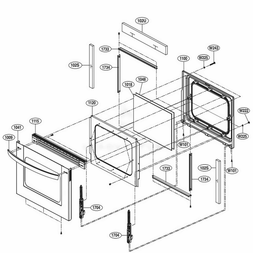 Lower Door Parts Diagram and Parts List for 96047 FBDLSEA LG Range
