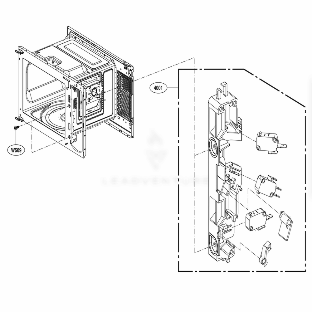 Latch Board Parts Diagram and Parts List for LMC0975SW CWHEBBY LG Wall Oven