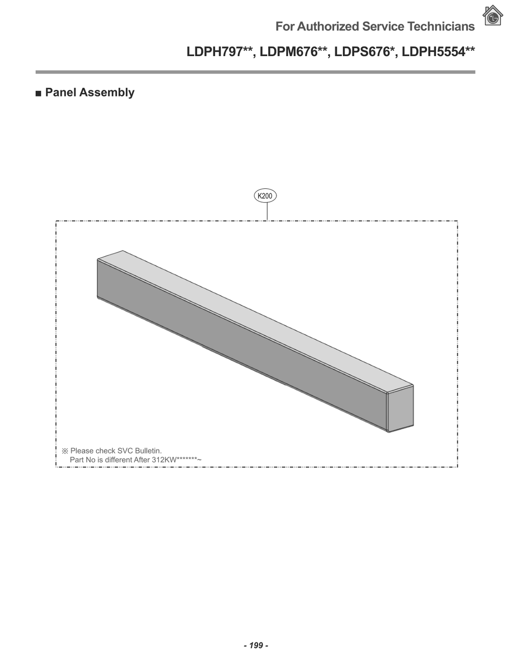 Panel Assembly Diagram and Parts List for LDPM6762S ASSESNA LG Dishwasher