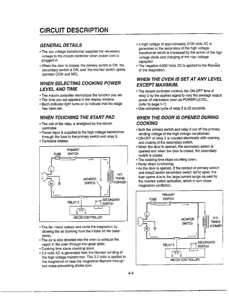 Operating Instructions Page 4 Diagram and Parts List for MA-1905W  LG Microwave