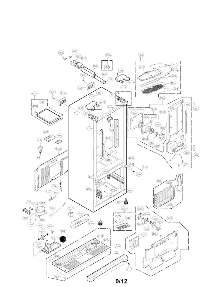 Case Parts Diagram and Parts List for LFX28977SW 03 LG Refrigerator
