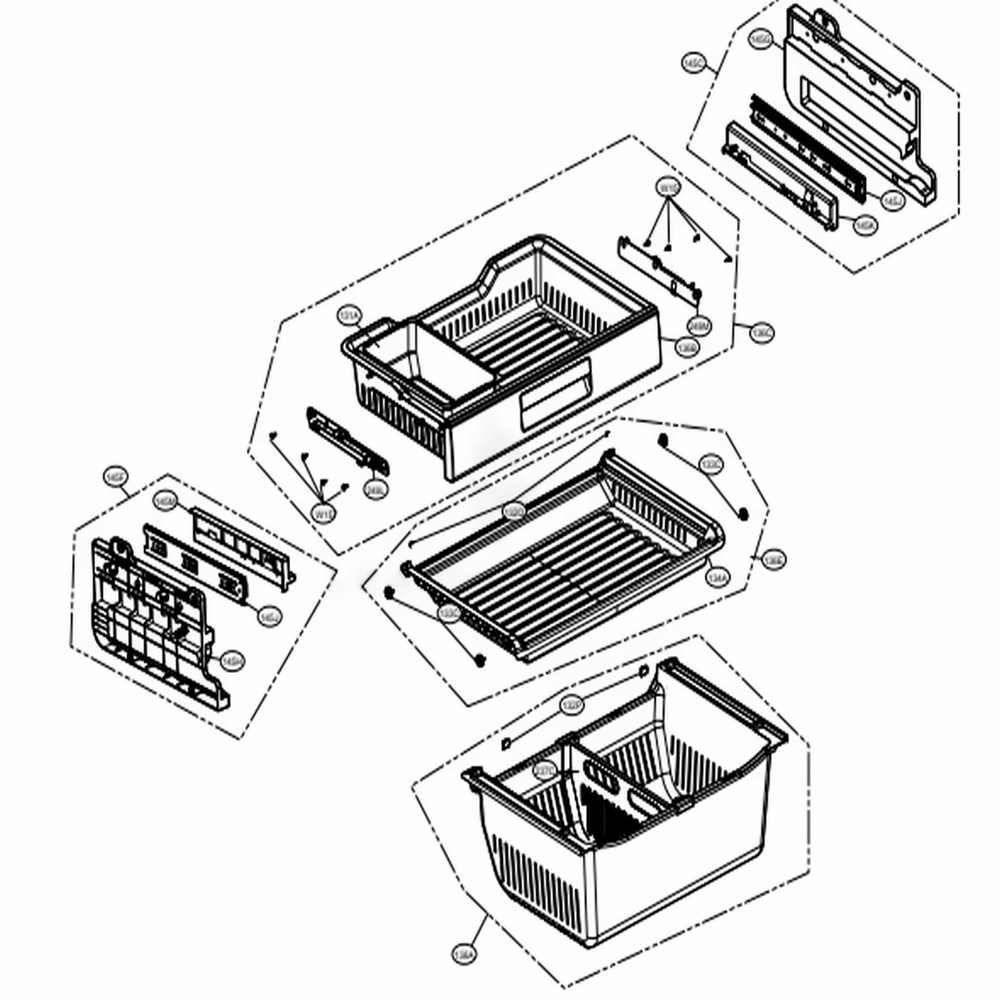 Freezer Parts Diagram and Parts List for 74077 ASBCSE0 LG Refrigerator