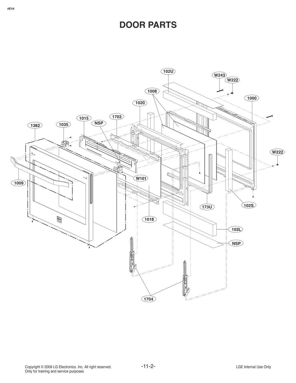Door Parts Diagram and Parts List for FH4767US AB6ESTD LG Range