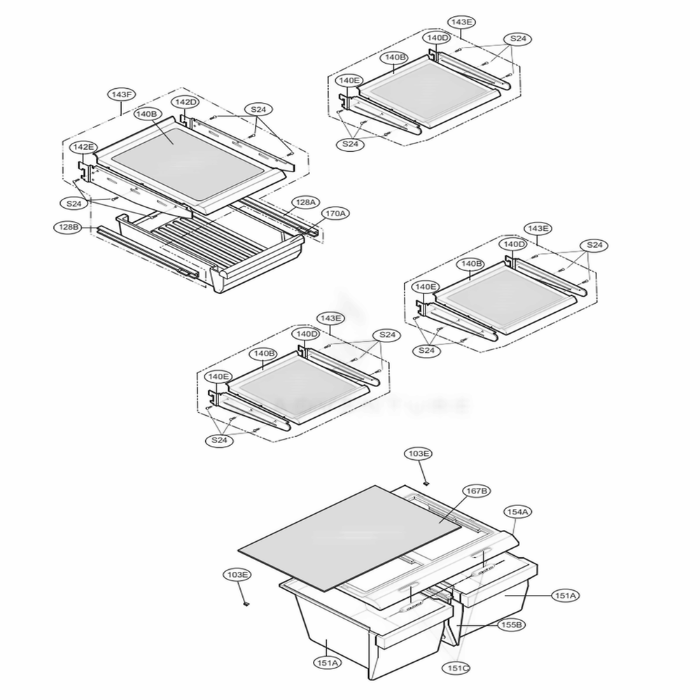 Refrigerator Parts Diagram and Parts List for 69976 ATICSER LG Refrigerator