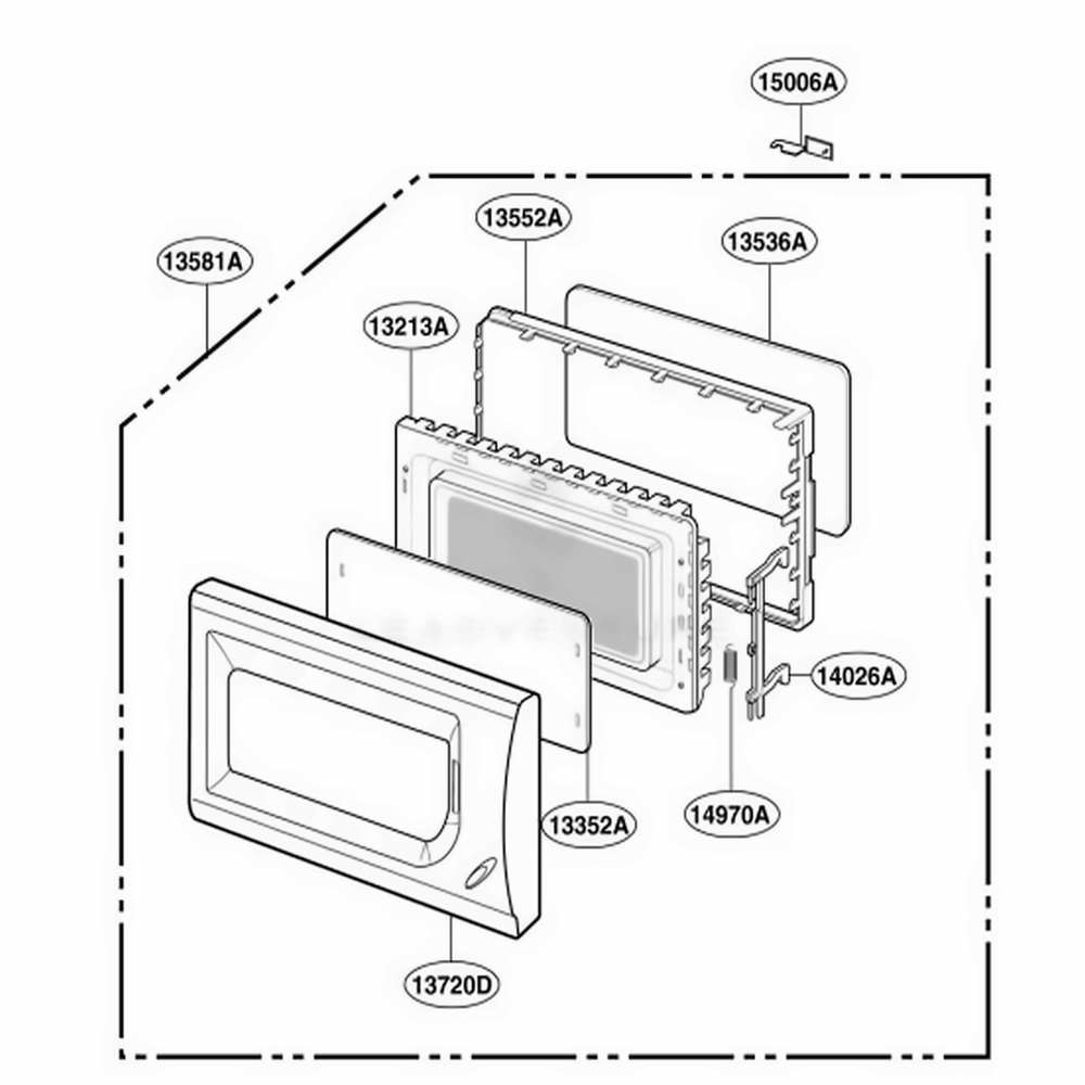 Door Parts Diagram and Parts List for MA1011W01 CW3EBBY LG Range