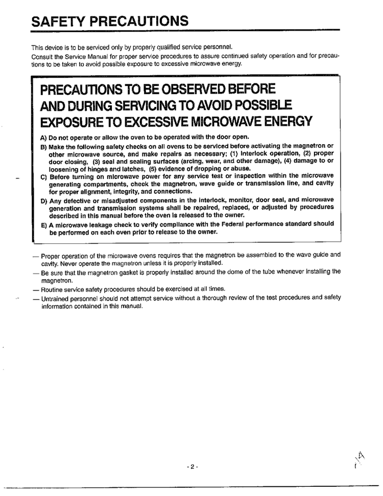 Safety Precautions Diagram and Parts List for MA-682M  LG Microwave