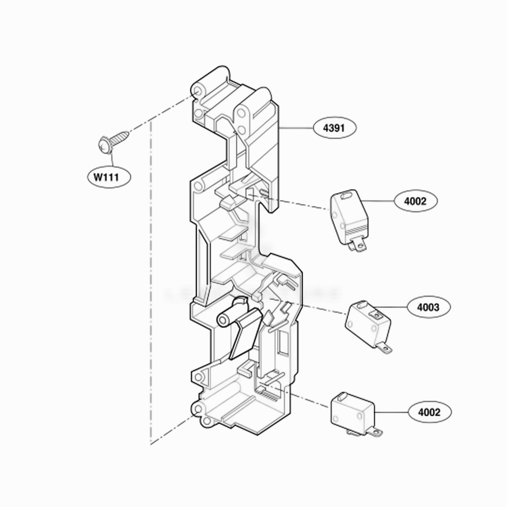 Latch Board Parts Diagram and Parts List for SCA1000HWW AWHEGEU LG Range