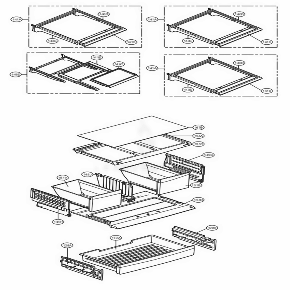Refrigerator Parts Diagram and Parts List for LFXS24623W ASWCNA0 LG Refrigerator