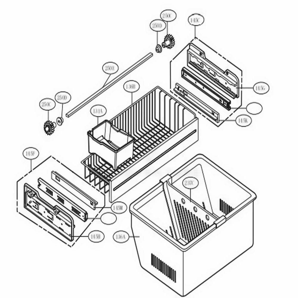 Freezer Parts Diagram and Parts List for 71603 ASTCSE4 LG Refrigerator