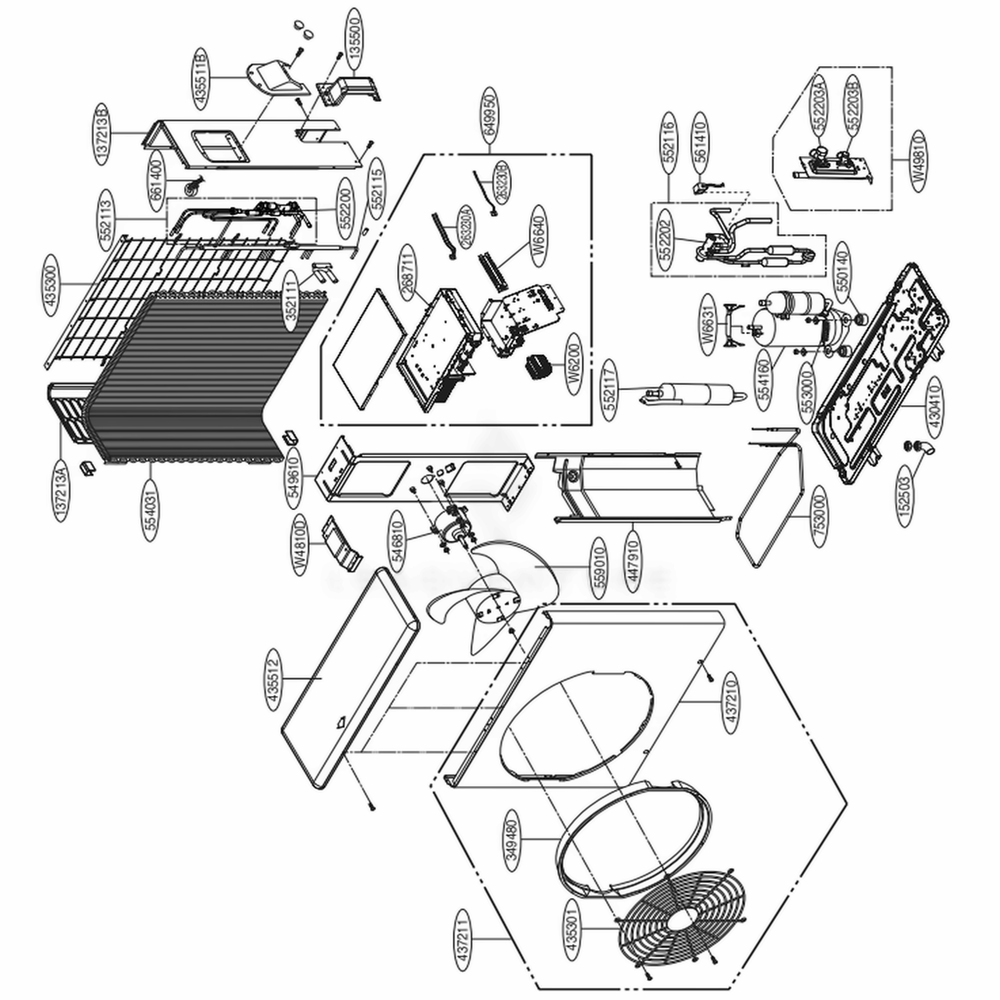 Outdoor Unit Diagram and Parts List for LAU180HYV1 AWHBEUS LG Air Conditioner