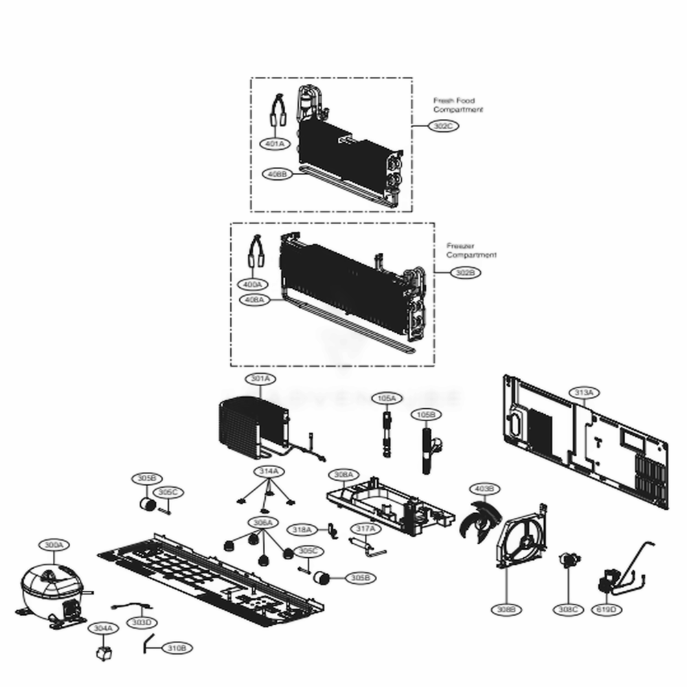 Cycle Parts Diagram and Parts List for 74405 ASTCSE0 LG Refrigerator