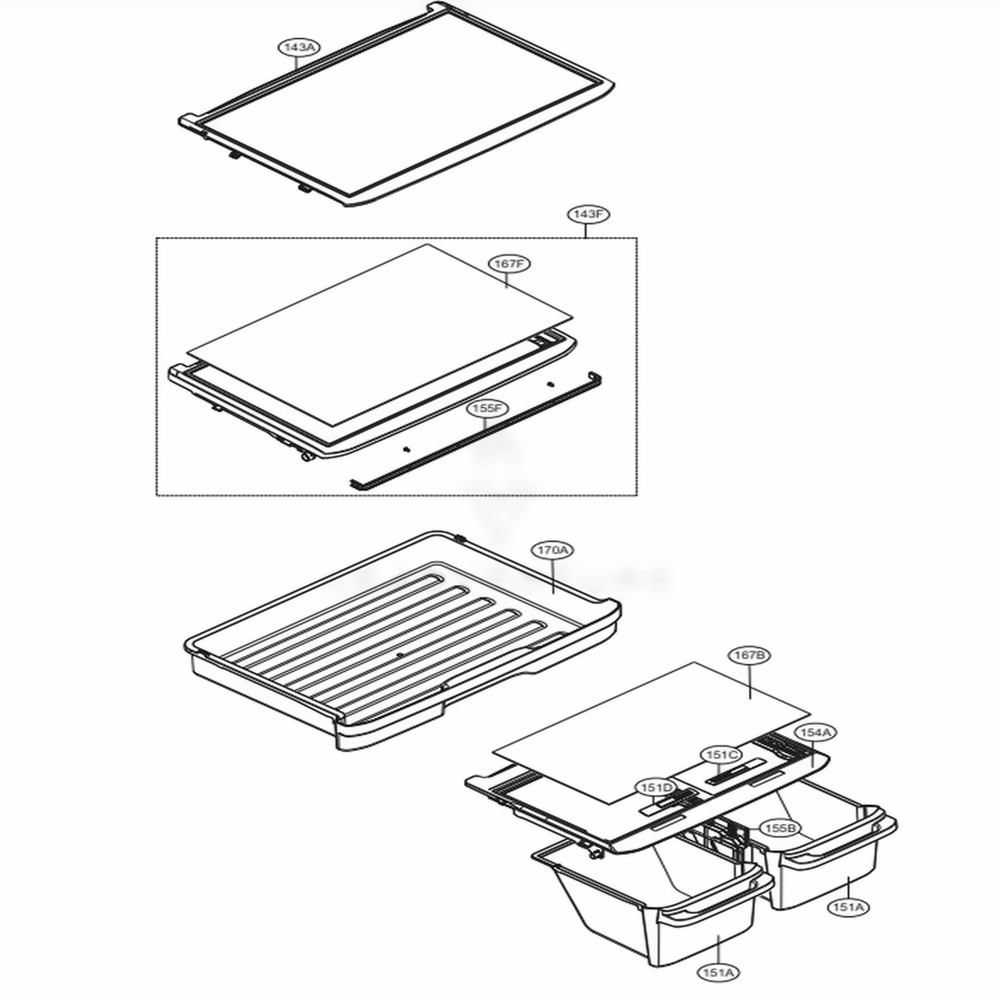 Refrigerator Parts Diagram and Parts List for 68032 ASWCSE1 LG Refrigerator